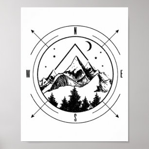 Hiking Mountains Nature Camping Comp Outdoor Hiker Poster