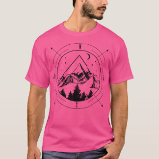 Hiking Mountains Nature Camping Compass Outdoor Hi T-Shirt