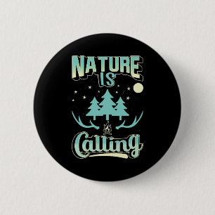 Hiking Nature Is Calling 6 Cm Round Badge