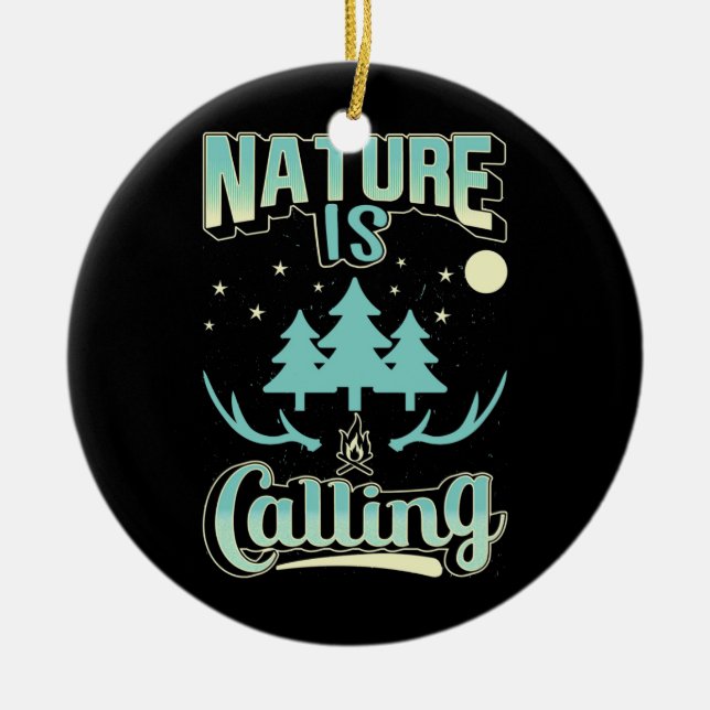 Hiking Nature Is Calling Ceramic Tree Decoration (Front)