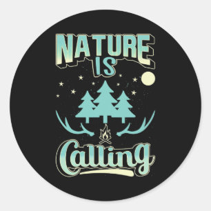 Hiking Nature Is Calling Classic Round Sticker