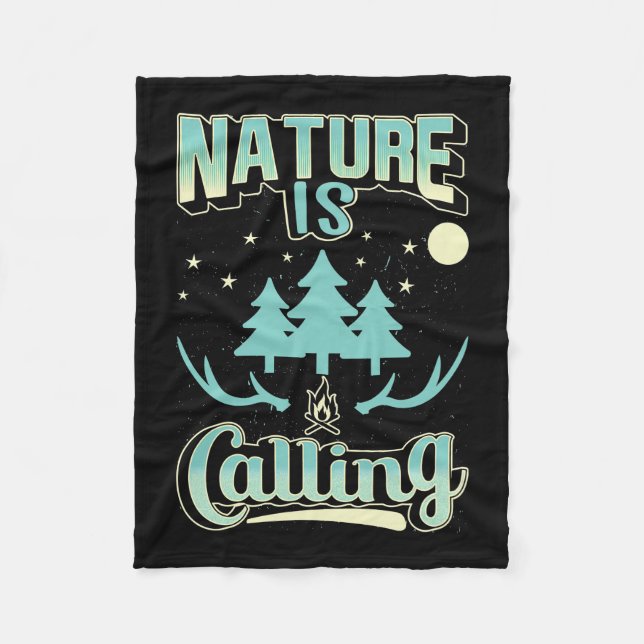 Hiking Nature Is Calling Fleece Blanket (Front)