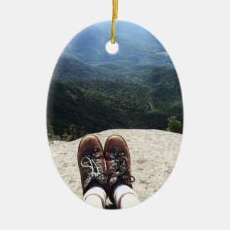 Hiking On Top of the World Ceramic Tree Decoration