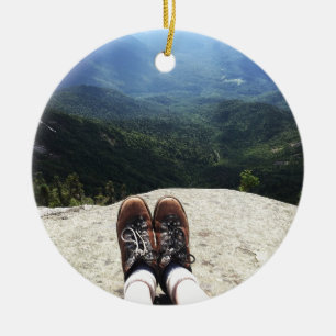 Hiking On Top of the World (version 1) Ceramic Tree Decoration