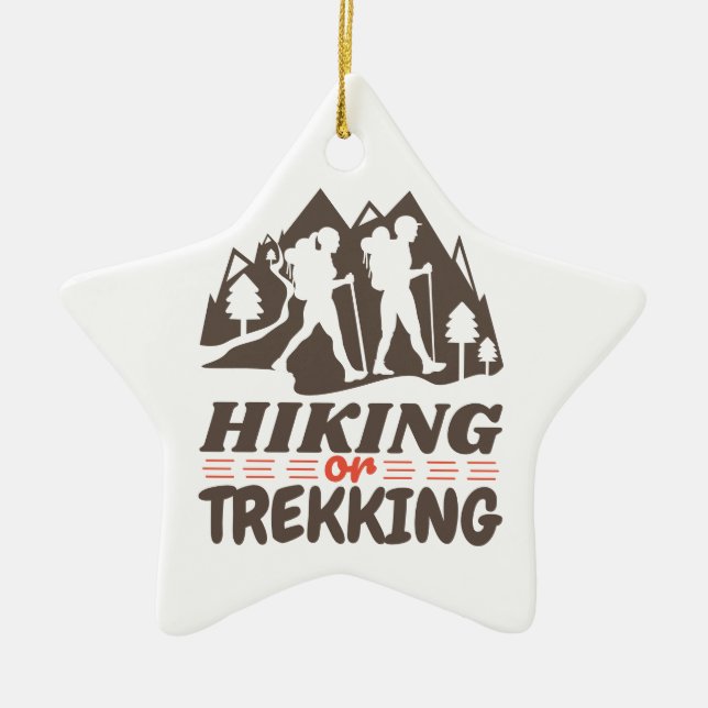 Hiking or Trekking Ceramic Tree Decoration (Front)