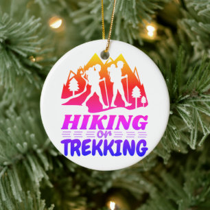 Hiking or Trekking Ceramic Tree Decoration