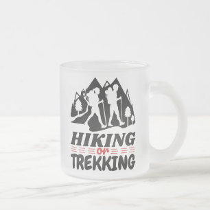 Hiking or Trekking Frosted Glass Coffee Mug