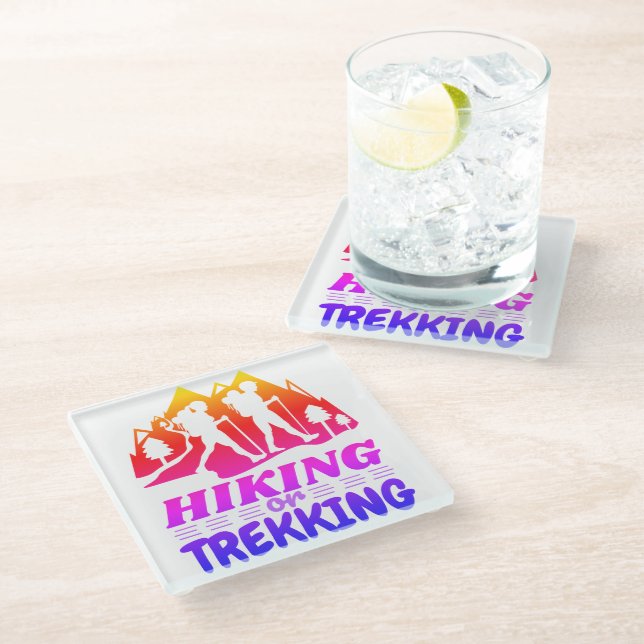 Hiking or Trekking Glass Coaster (Angled)