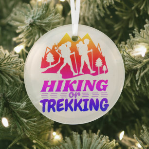 Hiking or Trekking Glass Tree Decoration