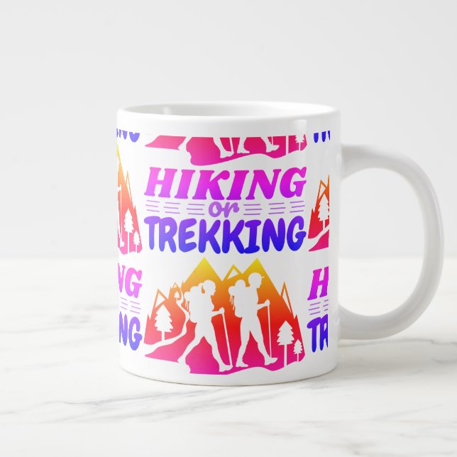 Hiking or Trekking Large Coffee Mug (Right)