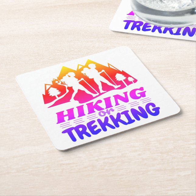 Hiking or Trekking Square Paper Coaster (Angled)