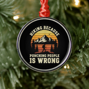 Hiking Outdoor Funny Hiker Metal Tree Decoration