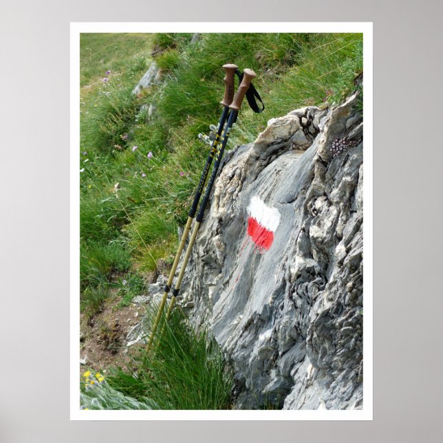 Hiking Poles, Trail Marker, Grand Tour of the Alps Poster (Front)