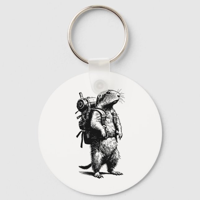 Hiking Prairie Dog Gopher Backpacking Animals Funn Key Ring (Front)