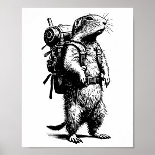 Hiking Prairie Dog Gopher Backpacking Animals Funn Poster