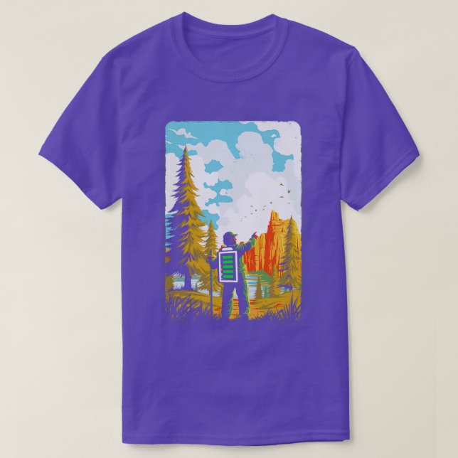 Hiking Recharging In Nature Outr Battery T-Shirt (Design Front)