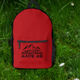 Hiking red Backpack with Funny Trail Quote 