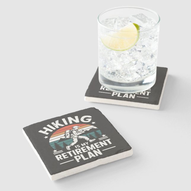 Hiking Retirement Plan Funny Saying Stone Coaster (Side)