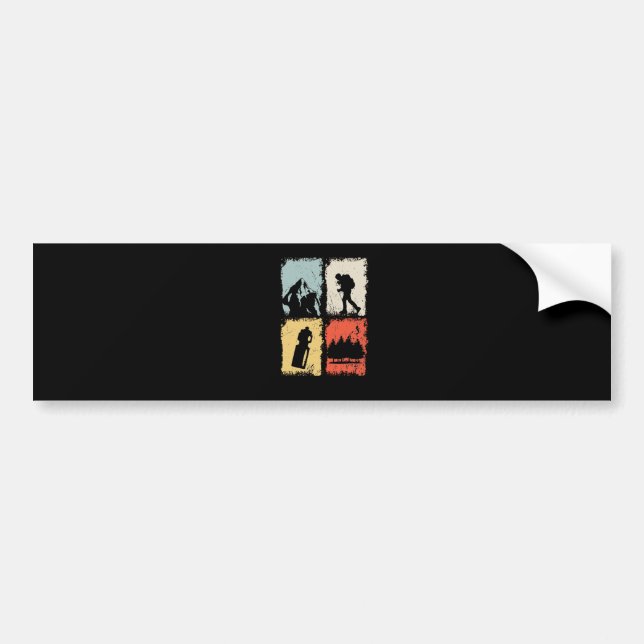 Hiking Retro Bumper Sticker (Front)