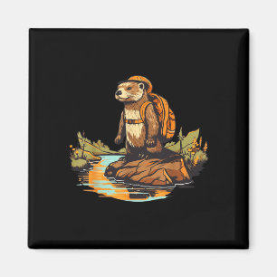Hiking river otter backpacking outdoor animal  magnet