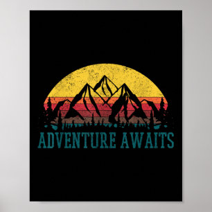 Hiking Shirt Vintage Outdoor Mountains Nature Camp Poster
