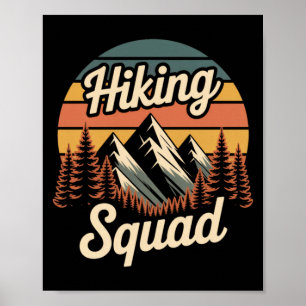 Hiking Squad Retro Mountain Camng Hiking Trip Poster