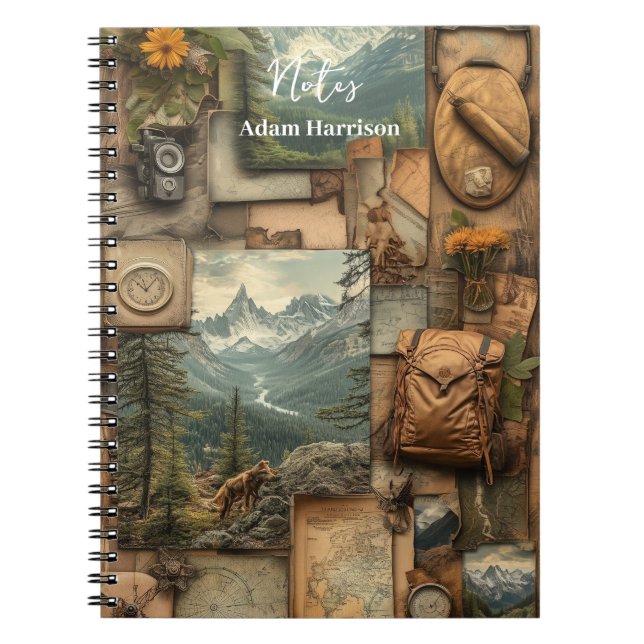 Hiking style collage design notebook (Front)
