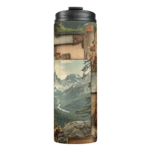 Hiking style collage design thermal tumbler