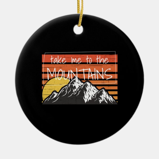Hiking - Take Me To The Mountains Ceramic Tree Decoration (Front)