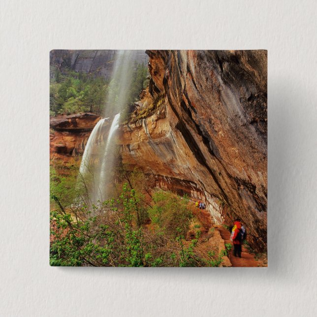 Hiking The Emerald Pools Trail in Zion National 15 Cm Square Badge (Front)