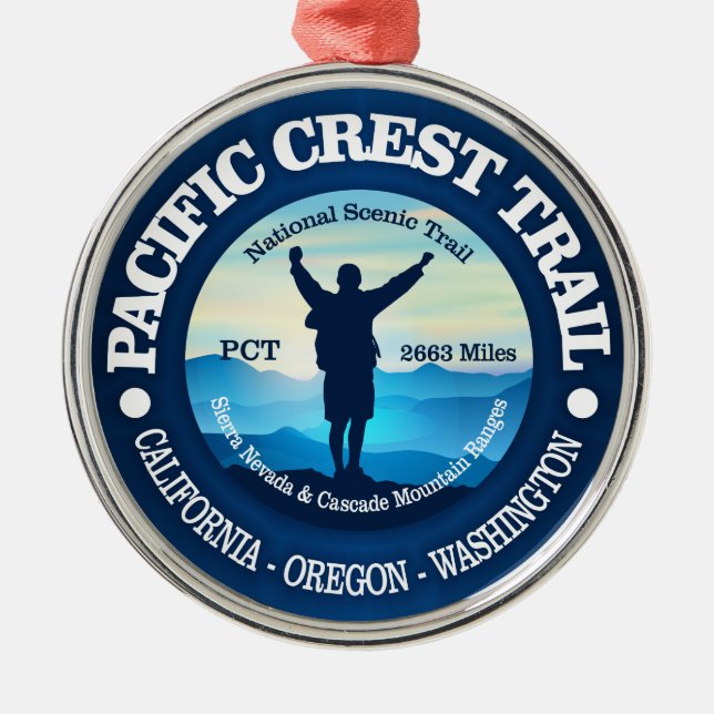 Hiking (The Pacific Crest Trail) Metal Tree Decoration (Front)