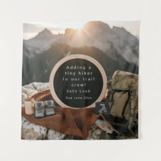 Hiking Themed Pregnancy Announcement Tapestry