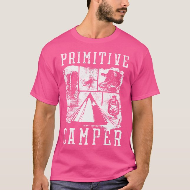 Hiking Tools Retro Camping Primitive Camper T-Shirt (Front)