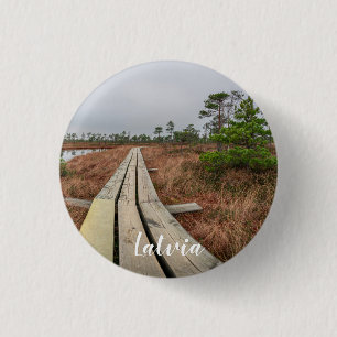 Hiking trail in swamp 3 cm round badge