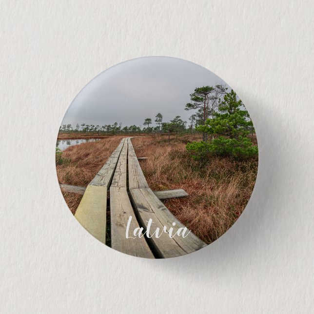 Hiking trail in swamp 3 cm round badge (Front)