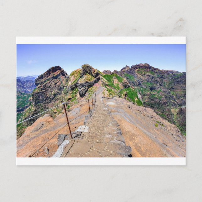 Hiking trail up in mountains on Madeira Portugal. Postcard (Front)
