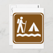 Hiking Trail with Lakeside Camping Highway Sign Postcard (Front/Back)