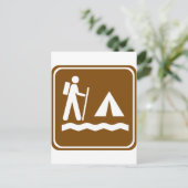 Hiking Trail with Lakeside Camping Highway Sign Postcard (Standing Front)