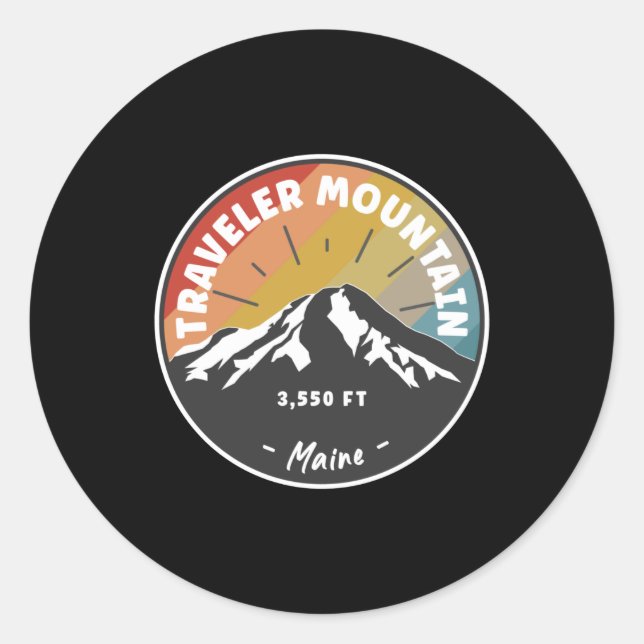 Hiking Traveller Mountain Maine Classic Round Sticker (Front)