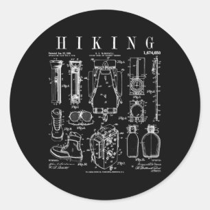 Hiking Trekking Hiker Outdoor Hike Adventure Vinta Classic Round Sticker