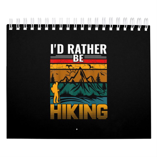 Hiking Vintage Vacation Hike Mountain Graphic Calendar (Cover)