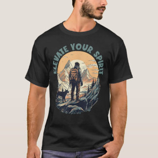 Hiking With Dog Mountaineer Elevate Your Spirit T-Shirt