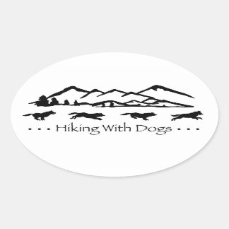 Hiking With Dogs Oval Sticker-Husky Oval Sticker