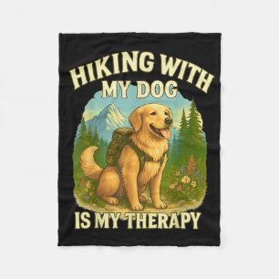 Hiking With My Dog Funny Golden Retriever Dog Mum  Fleece Blanket
