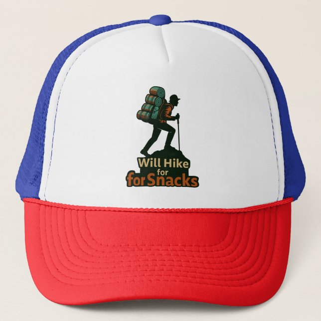 Hiking with Snacks – Fun Date​Outdoor Design Trucker Hat (Front)