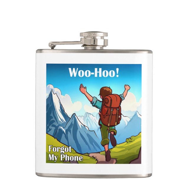 Hiking Woo-Hoo Forgot My Phone Hip Flask (Front)