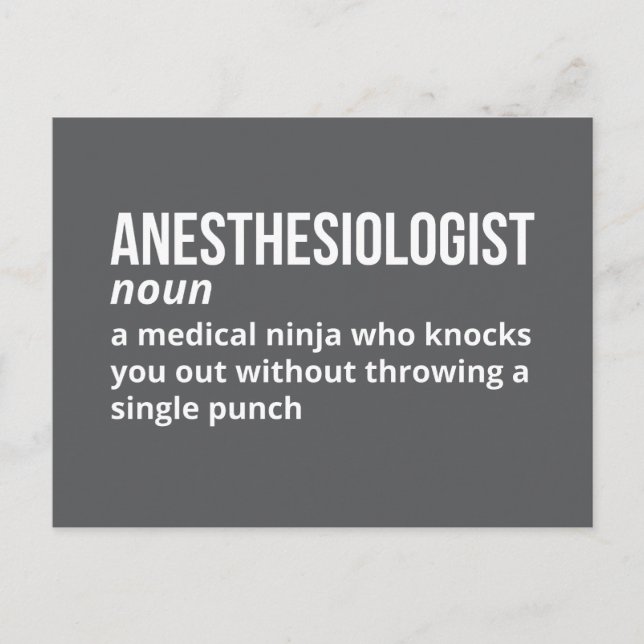 Hilarious Anaesthesiologist Definition Postcard (Front)