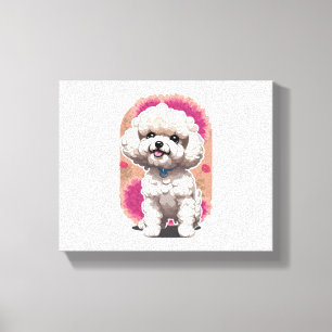Hilarious Bichon Frise Breed Flowers Sticker Canvas Print