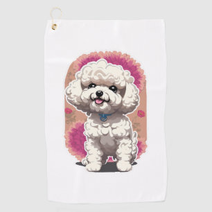 Hilarious Bichon Frise Breed Flowers Sticker Golf Towel