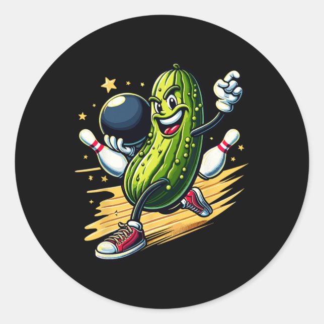 Hilarious Bowling Pickle  Classic Round Sticker (Front)